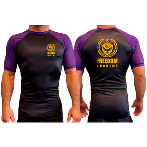 Freedom Academy All Black Ranked Short Sleeve Rash Guards #8035 A