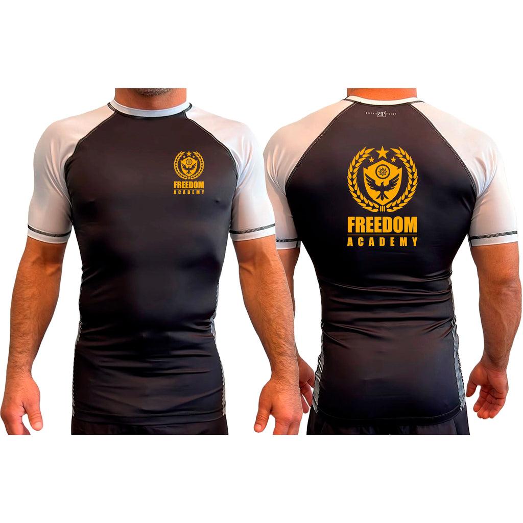 Freedom Academy All Black Ranked Short Sleeve Rash Guards #8035 A