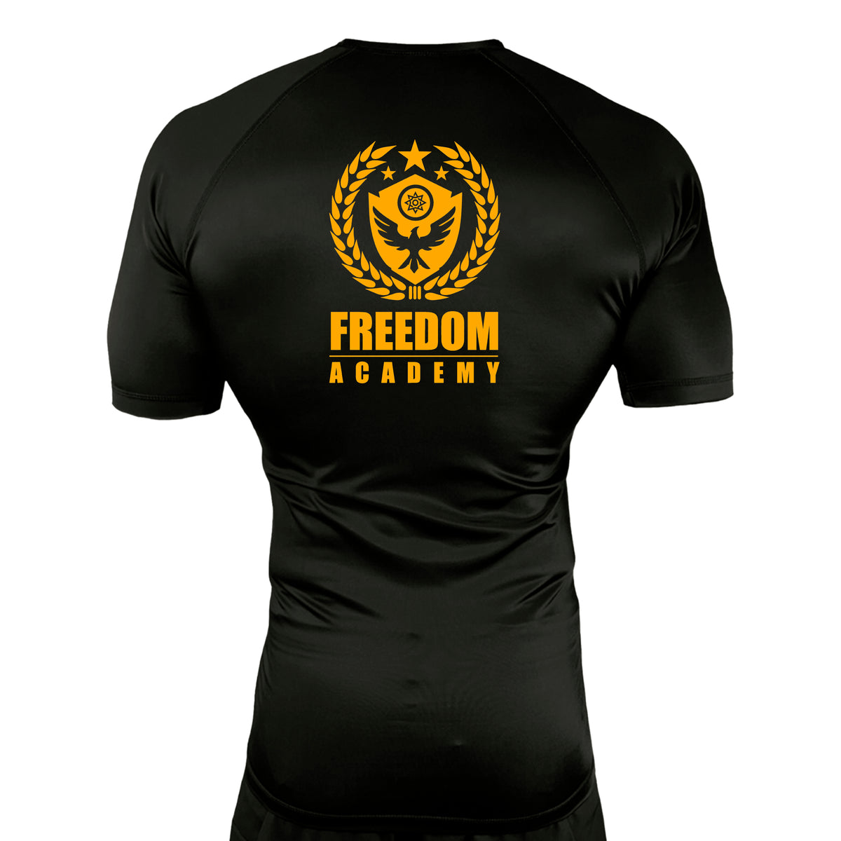 Freedom Academy All Black Custom Rash Guards Short Sleeves #8035 A