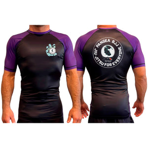 Pangea Jiu Jitsu All Black Ranked Short Sleeve Rash Guards #8036 A