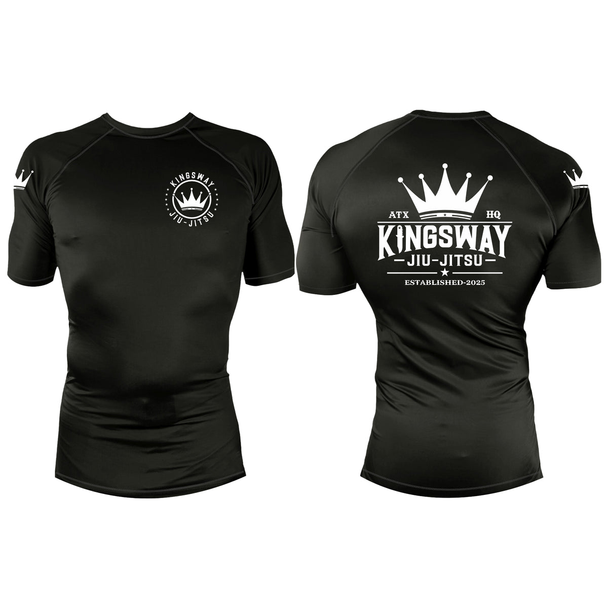 Kingsway Jiu-Jitsu Full Custom All Black Custom Rash Guards Short Sleeves #8037 H