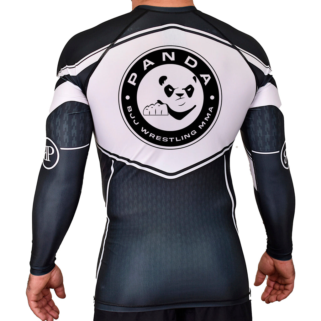 Panda BJJ Academy Rash Guards Black/White #8038 A