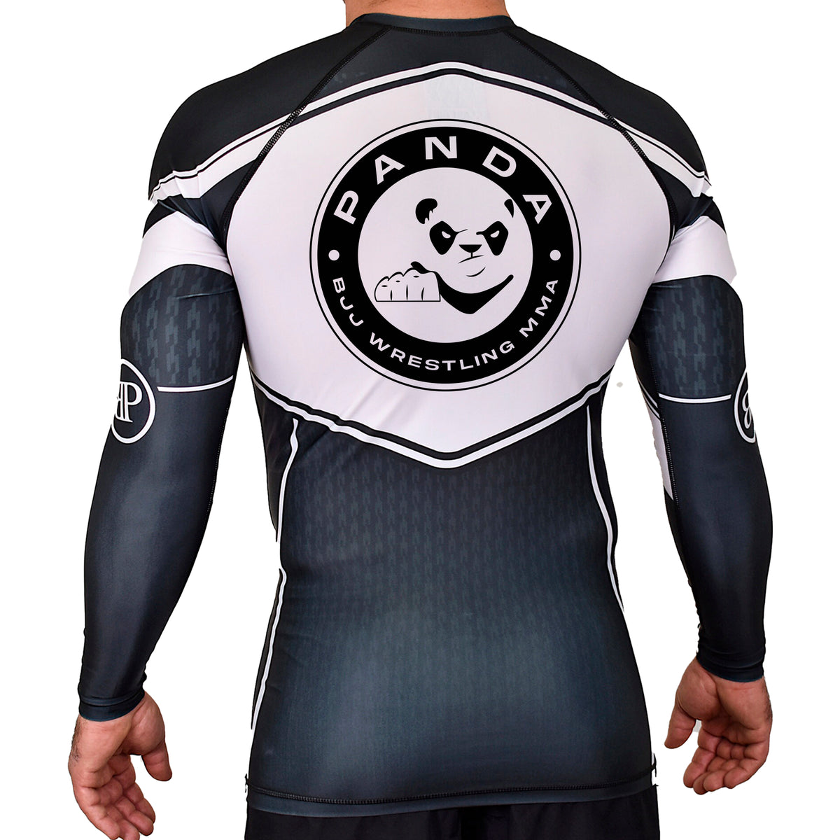 Panda BJJ Academy Rash Guards Black/White #8038 A