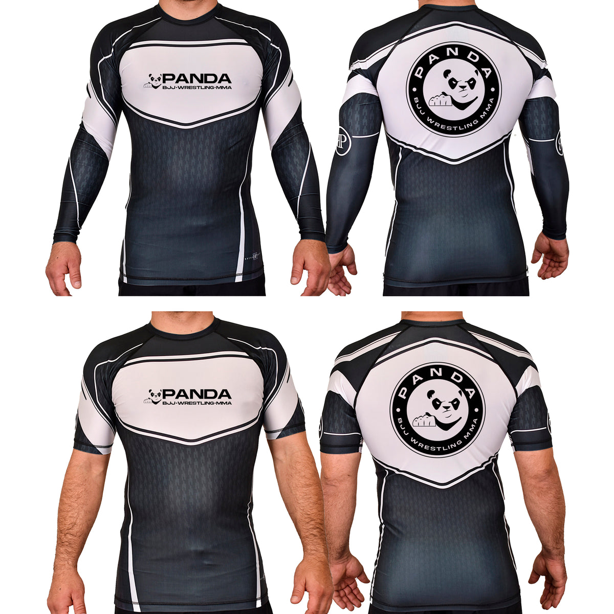 Panda BJJ Academy Rash Guards Black/White #8038 A