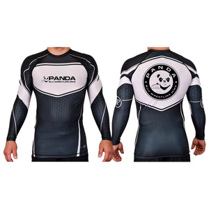 Panda BJJ Academy Rash Guards Black/White #8038 A