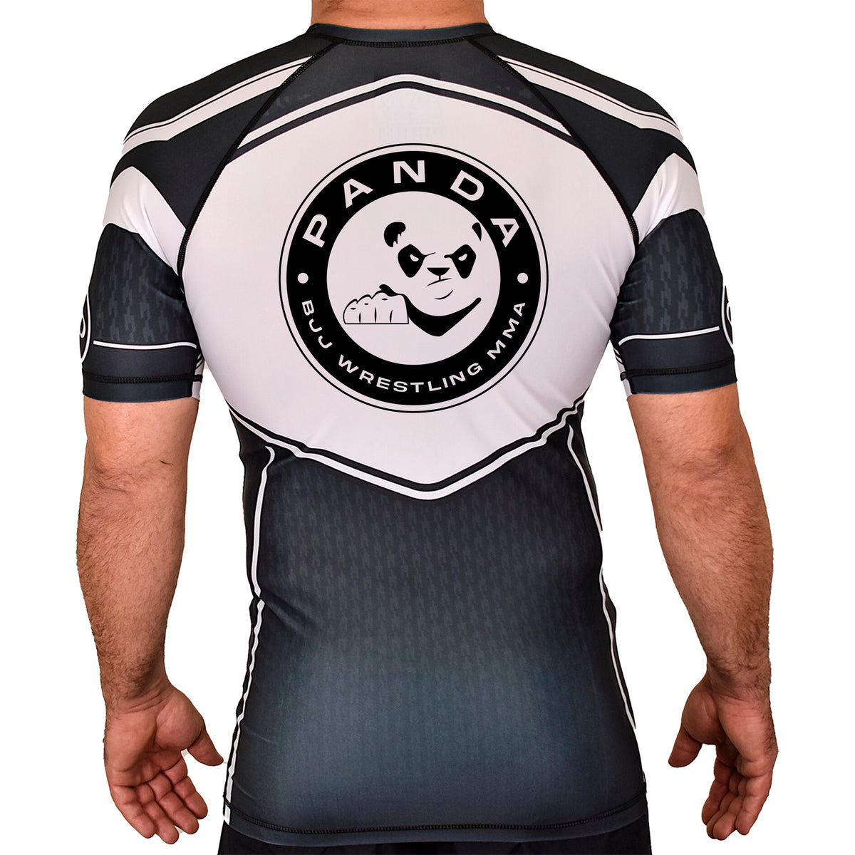 Panda BJJ Academy Rash Guards Black/White #8038 A