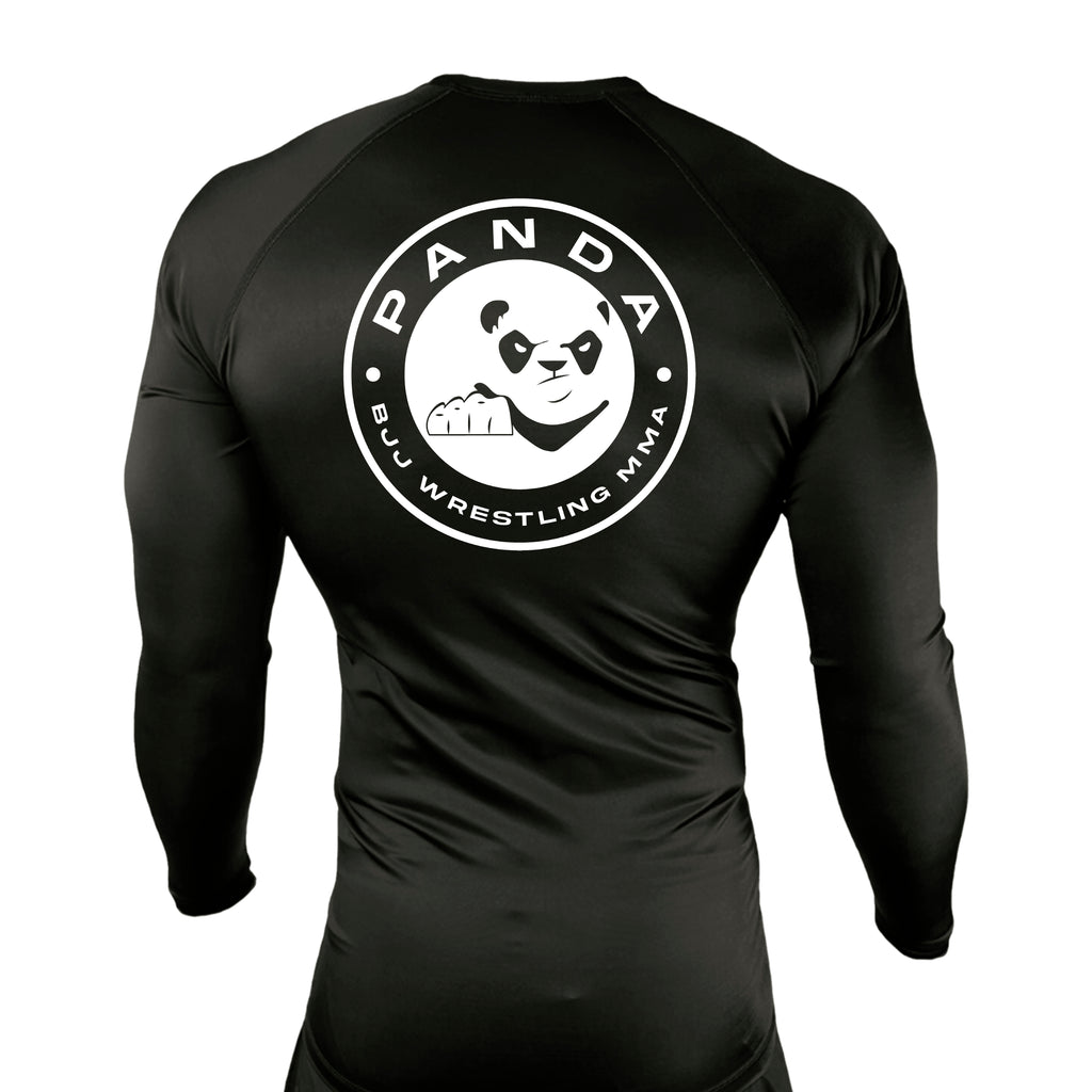 Panda All Black Custom Rash Guards Long Sleeves #8038 A
