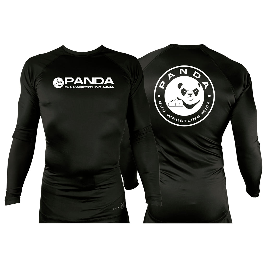Panda All Black Custom Rash Guards Long Sleeves #8038 A