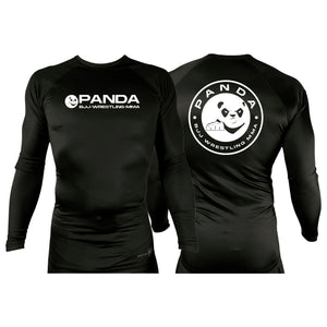 Panda All Black Custom Rash Guards Long Sleeves #8038 A