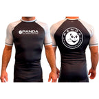 Panda BJJ All Black Ranked Short Sleeve Rash Guards #8038 A