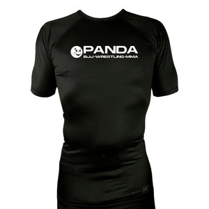 Panda BJJ All Black Custom Rash Guards Short Sleeves #8038 A
