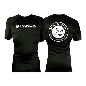 Panda BJJ All Black Custom Rash Guards Short Sleeves #8038 A