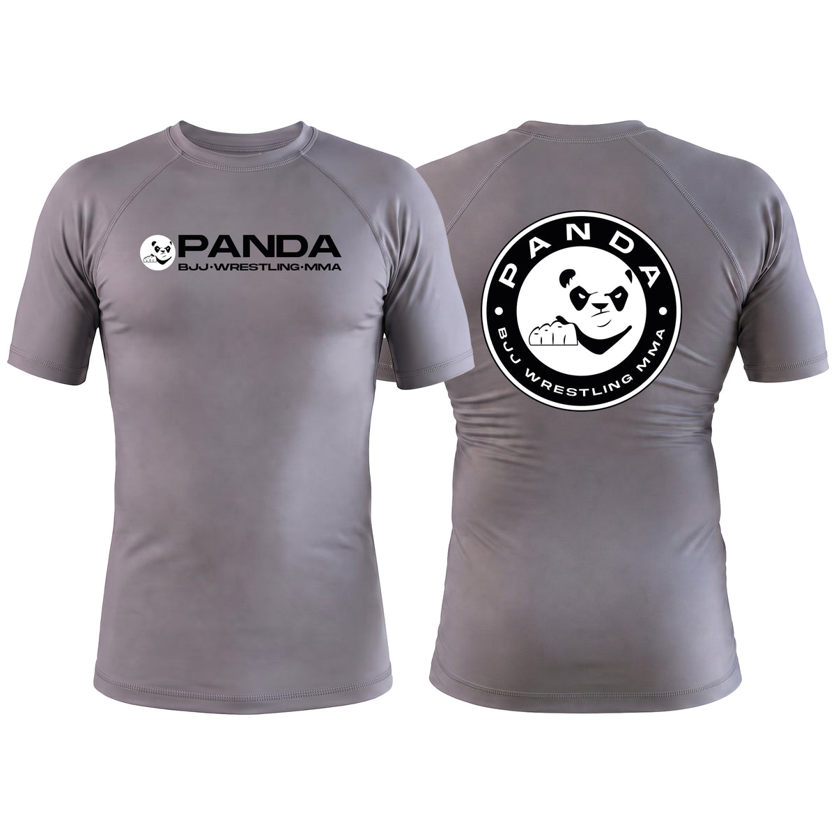 Panda BJJ Gray Custom Rash Guards Short Sleeve #8038 A
