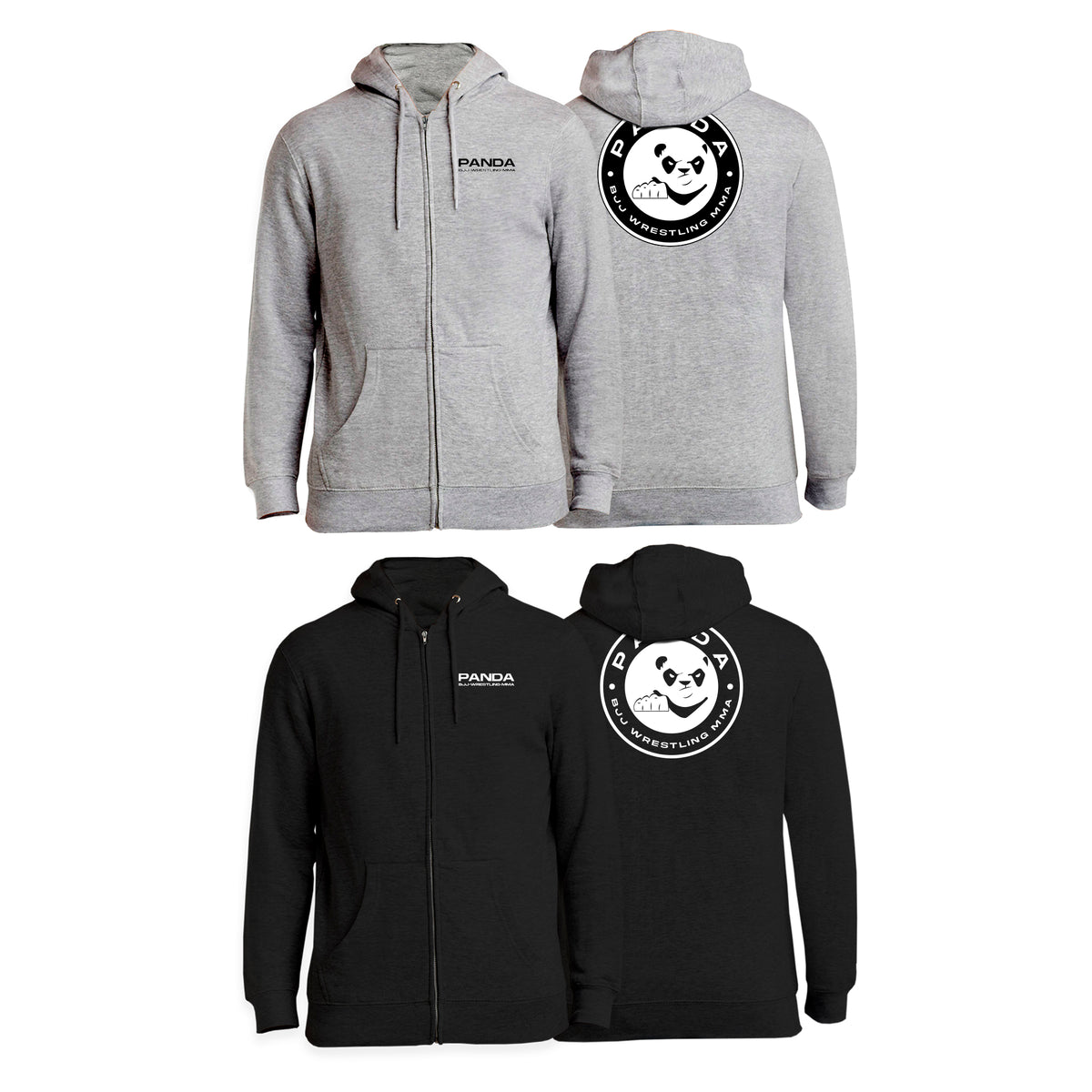 Panda BJJ Academy Zip Up Hoodies #8038 B