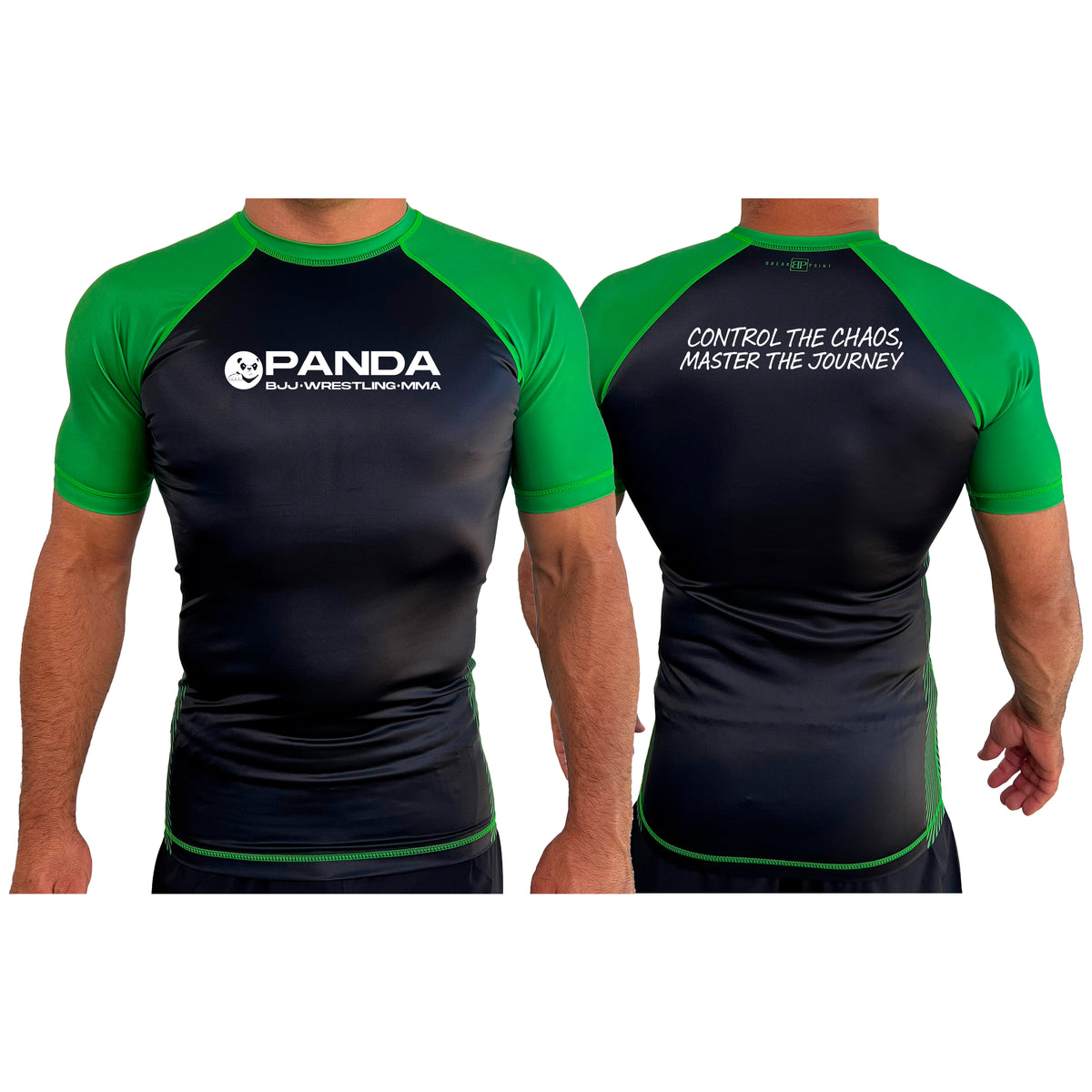 Panda BJJ All Black Ranked Short Sleeve Rash Guards #8038 C
