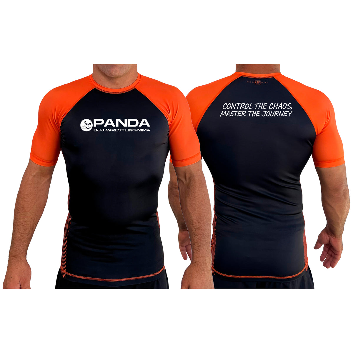 Panda BJJ All Black Ranked Short Sleeve Rash Guards #8038 C