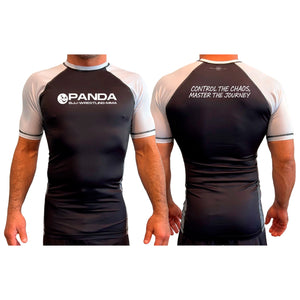 Panda BJJ All Black Ranked Short Sleeve Rash Guards #8038 C