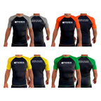 Panda BJJ All Black Ranked Short Sleeve Rash Guards #8038 C