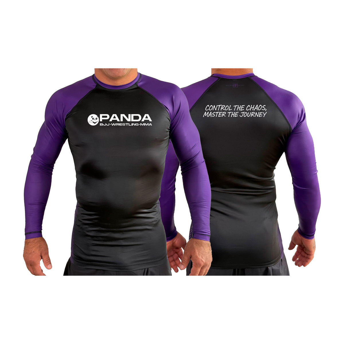 Panda BJJ All Black Ranked Long Sleeve Rash Guards #8038 C