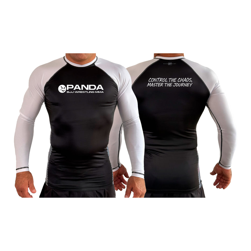 Panda BJJ All Black Ranked Long Sleeve Rash Guards #8038 C
