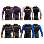 Panda BJJ All Black Ranked Long Sleeve Rash Guards #8038 C