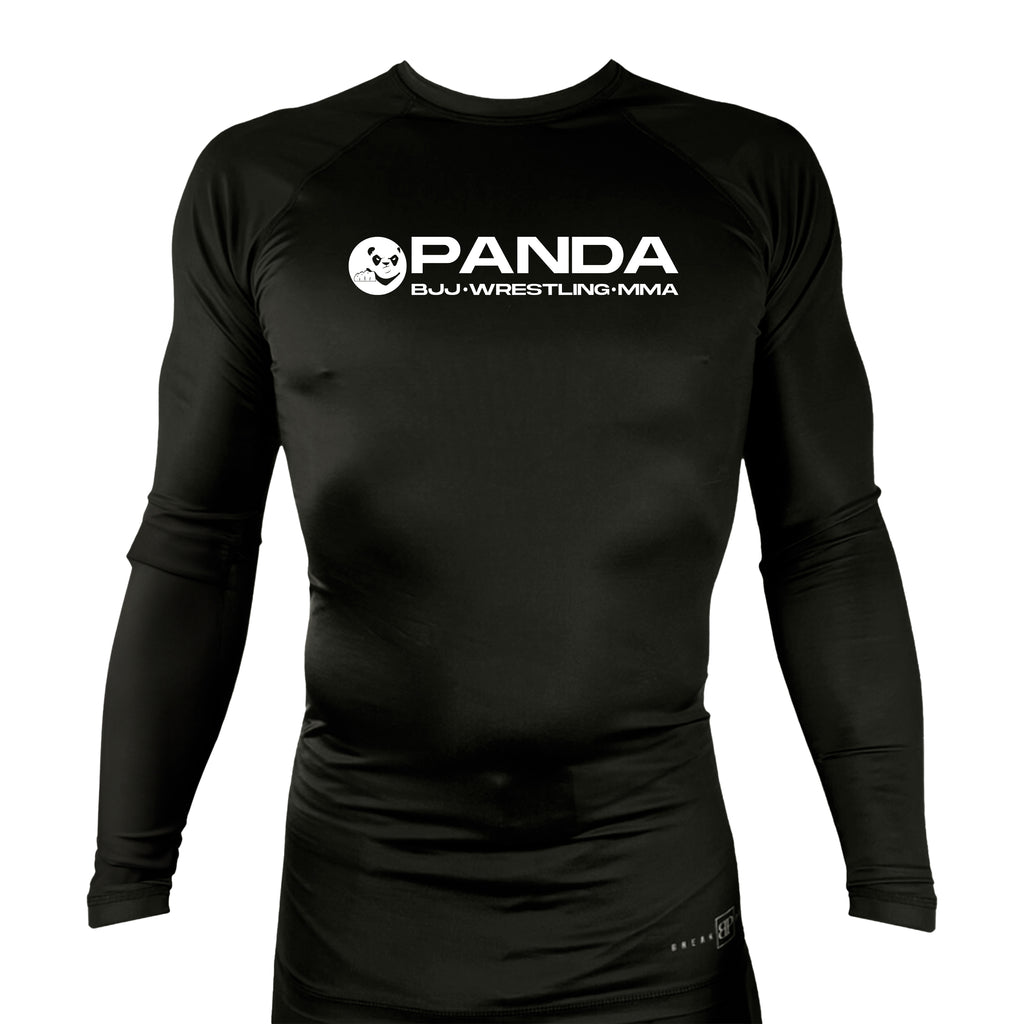 Panda BJJ All Black Custom Rash Guards Long Sleeves #8038 C