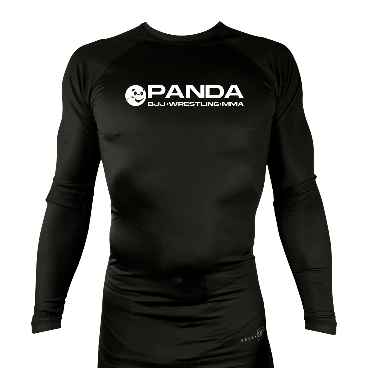 Panda BJJ All Black Custom Rash Guards Long Sleeves #8038 C