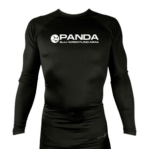 Panda BJJ All Black Custom Rash Guards Long Sleeves #8038 C