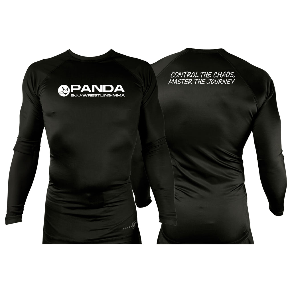 Panda BJJ All Black Custom Rash Guards Long Sleeves #8038 C