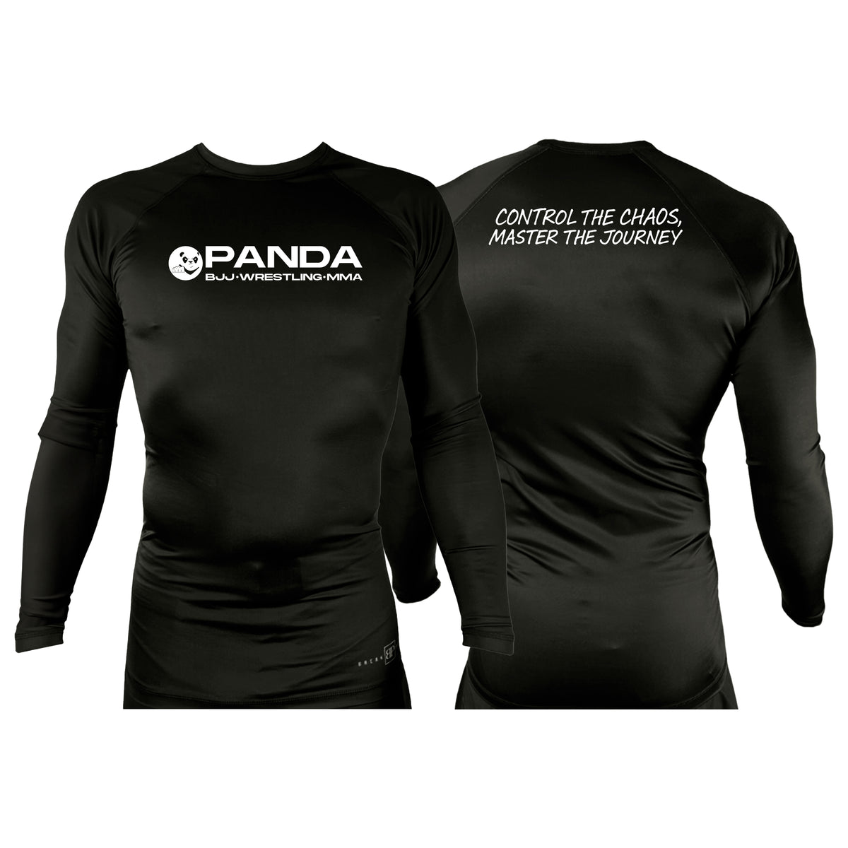 Panda BJJ All Black Custom Rash Guards Long Sleeves #8038 C