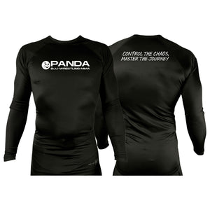 Panda BJJ All Black Custom Rash Guards Long Sleeves #8038 C