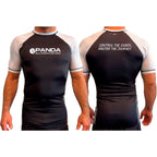 Panda BJJ All Black Ranked Short Sleeve Rash Guards #8038 C