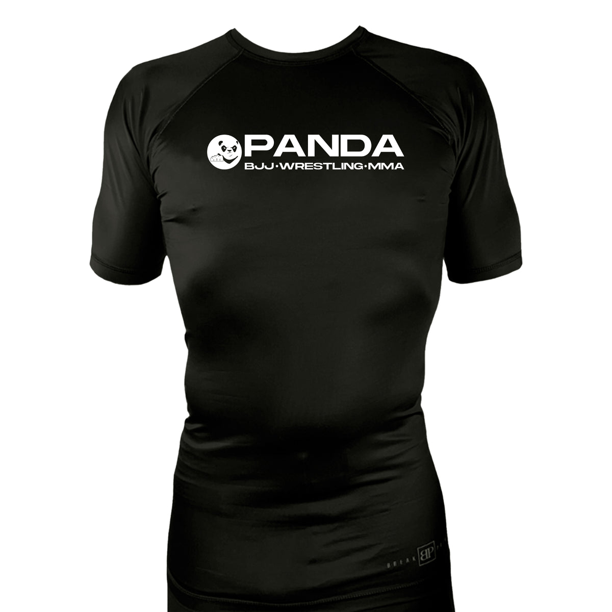 Panda BJJ All Black Custom Rash Guards Short Sleeves #8038 C