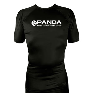 Panda BJJ All Black Custom Rash Guards Short Sleeves #8038 C