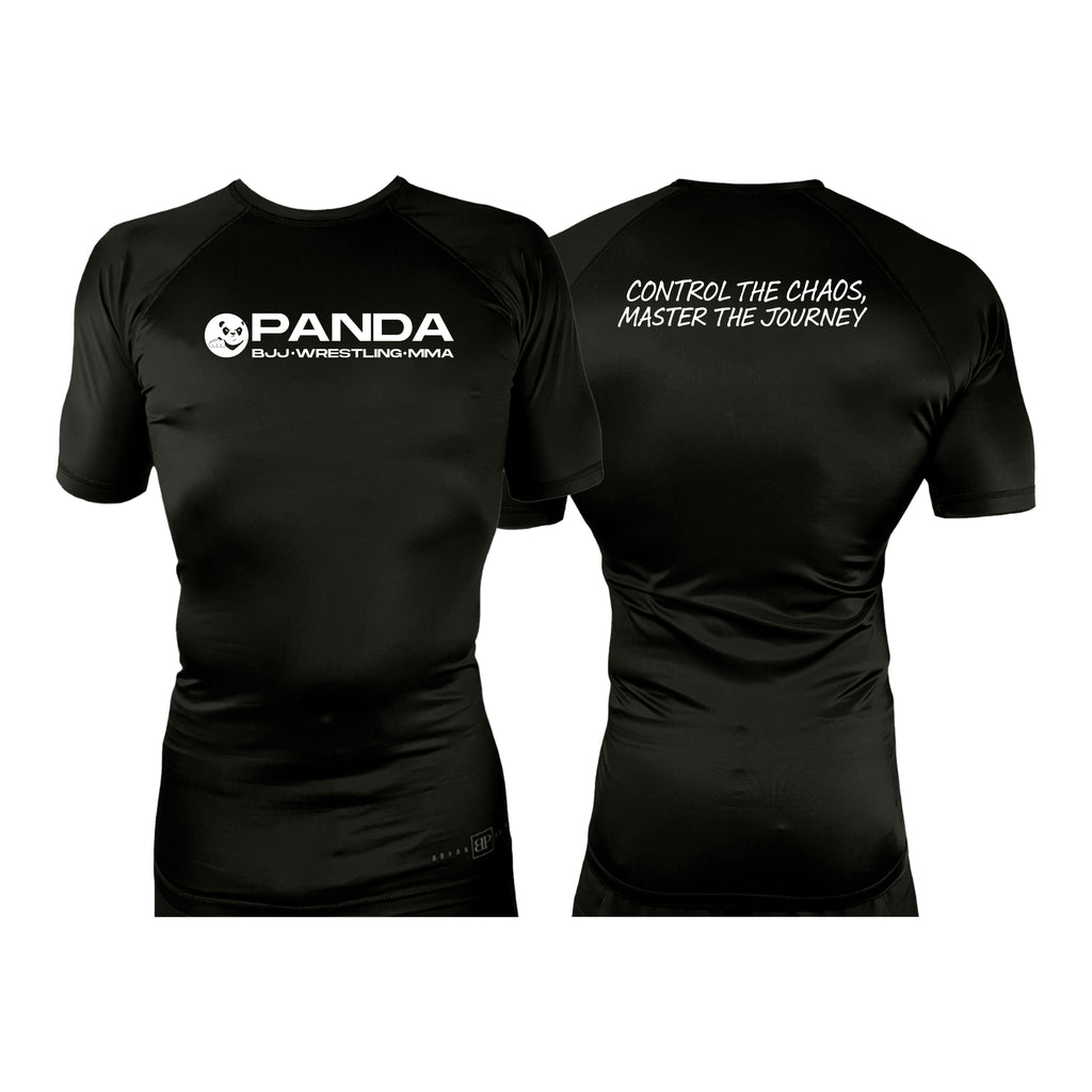 Panda BJJ All Black Custom Rash Guards Short Sleeves #8038 C