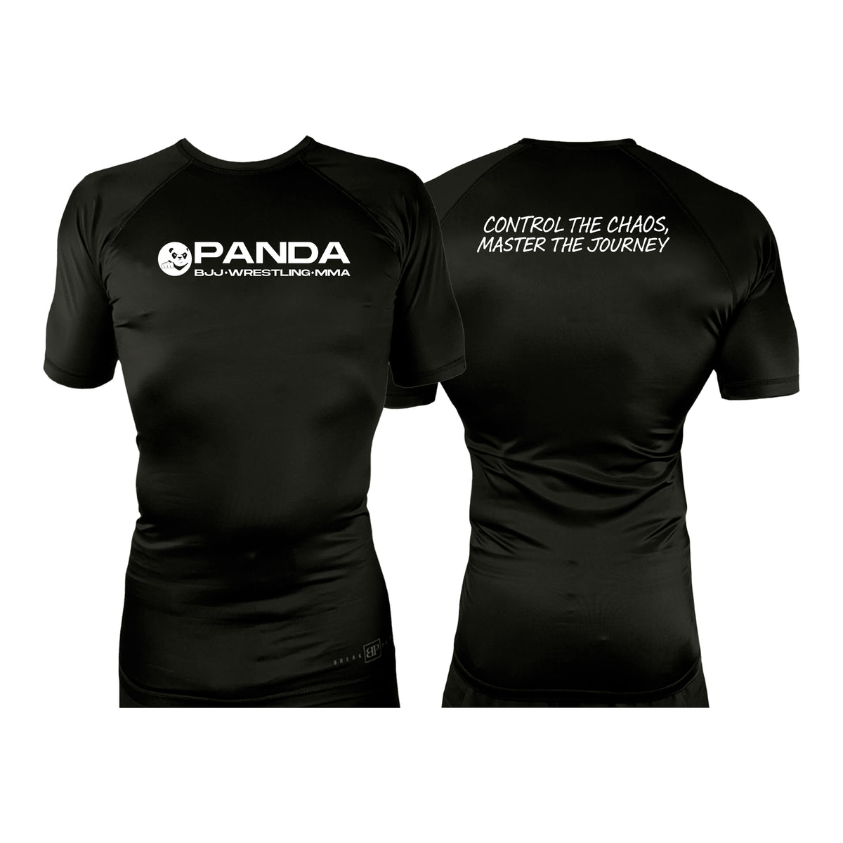Panda BJJ All Black Custom Rash Guards Short Sleeves #8038 C