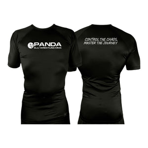 Panda BJJ All Black Custom Rash Guards Short Sleeves #8038 C