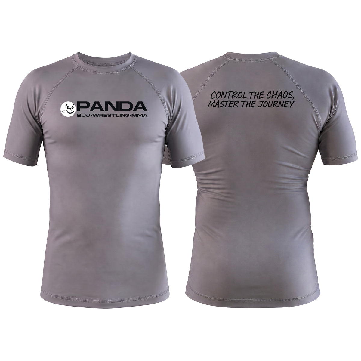 Panda BJJ Gray Custom Rash Guards Short Sleeve #8038 C