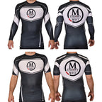 M-Theory Martial Arts West Academy Rash Guards Black/White #8039 A