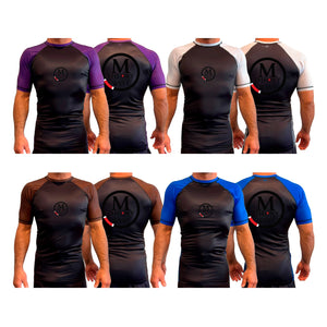 M-Theory Martial Arts West All Black Ranked Short Sleeve Rash Guards #8039 A