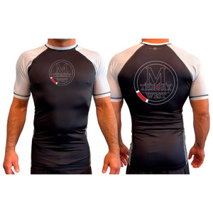 M-Theory Martial Arts West All Black Ranked Short Sleeve Rash Guards #8039 B