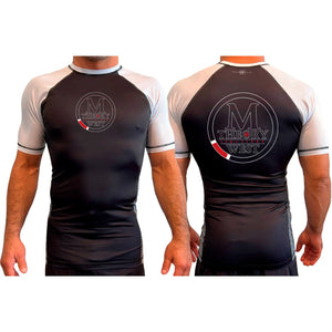M-Theory Martial Arts West All Black Ranked Short Sleeve Rash Guards #8039 B