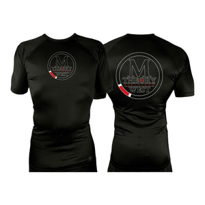 M-Theory Martial Arts West All Black Rash Guards Short Sleeves #8039 B