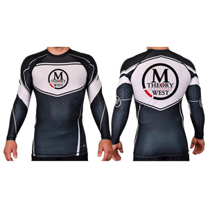 M-Theory Martial Arts West Academy Rash Guards Black/White #8039 B