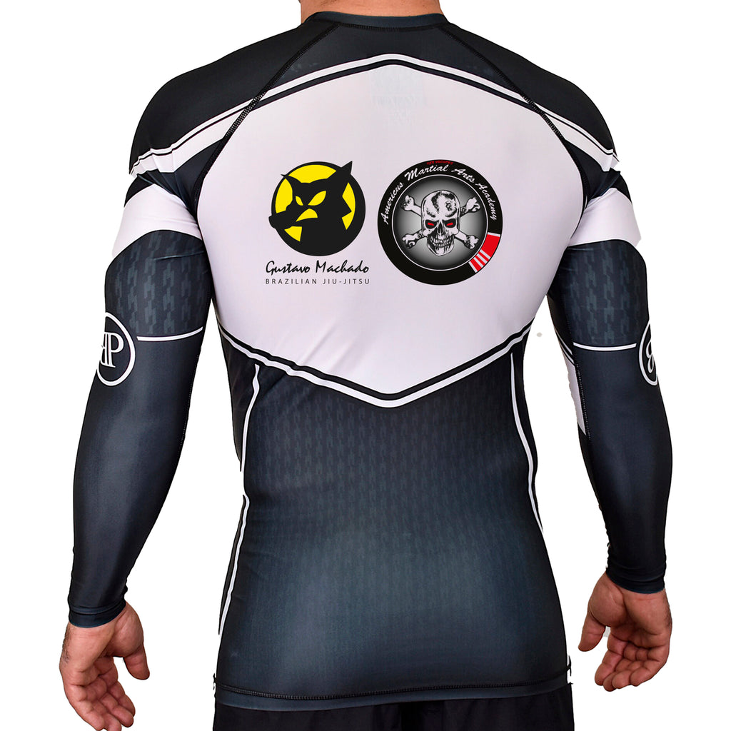 Americus Martial Arts Academy Rash Guards Black/White #8040 A