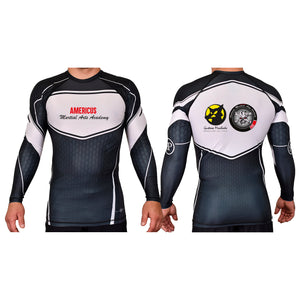 Americus Martial Arts Academy Rash Guards Black/White #8040 A