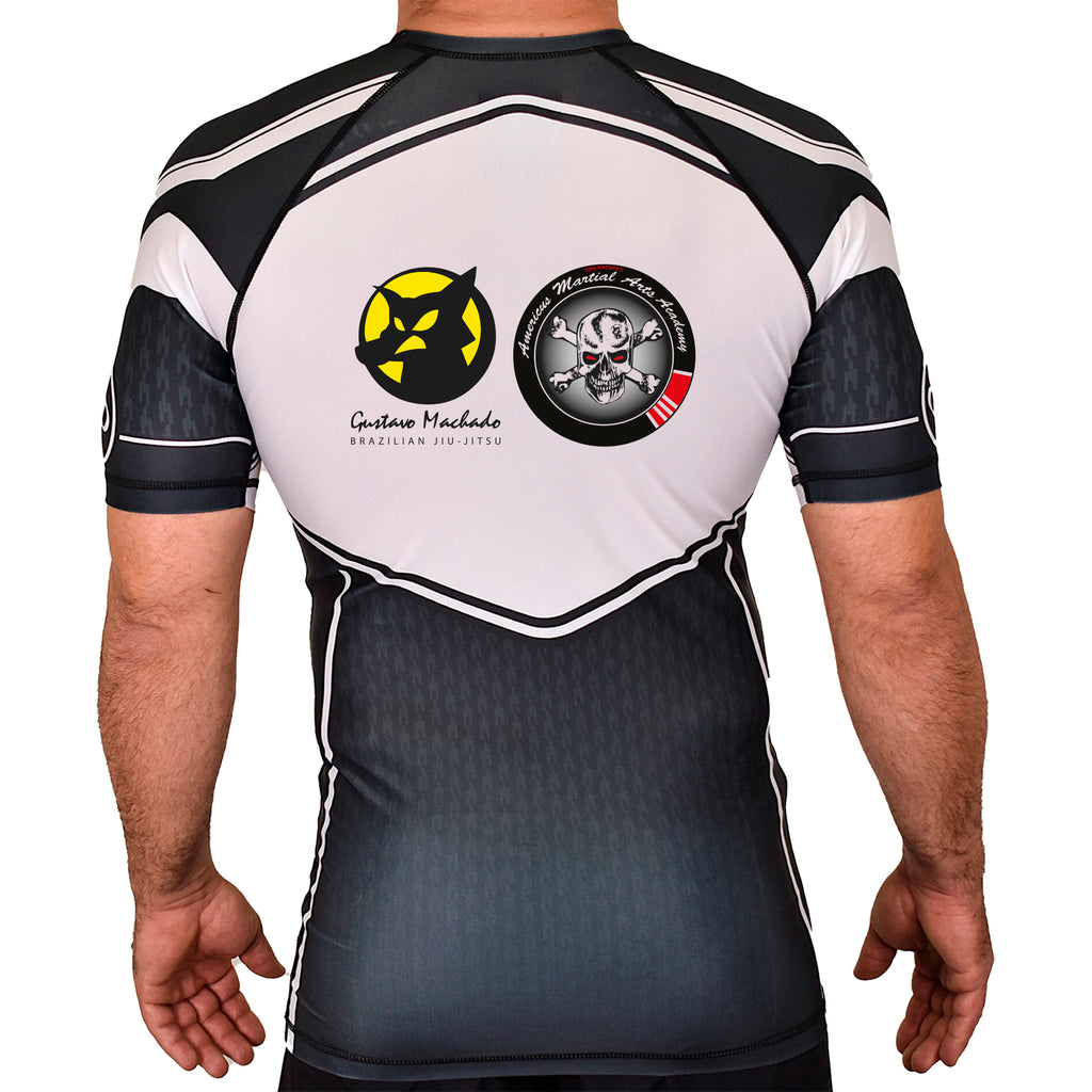 Americus Martial Arts Academy Rash Guards Black/White #8040 A