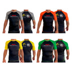 Americus Martial Arts All Black Ranked Short Sleeve Rash Guards #8040 A