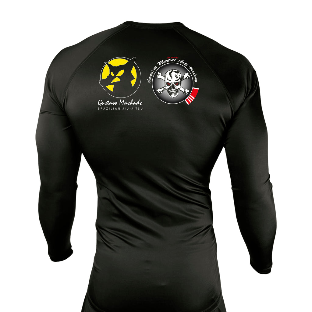 Americus Martial Arts All Black Custom Rash Guards Long Sleeves #8040 A