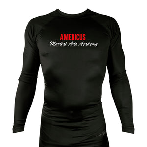 Americus Martial Arts All Black Custom Rash Guards Long Sleeves #8040 A